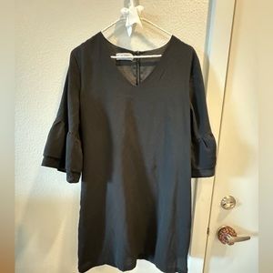 Black work dress with bell sleeves